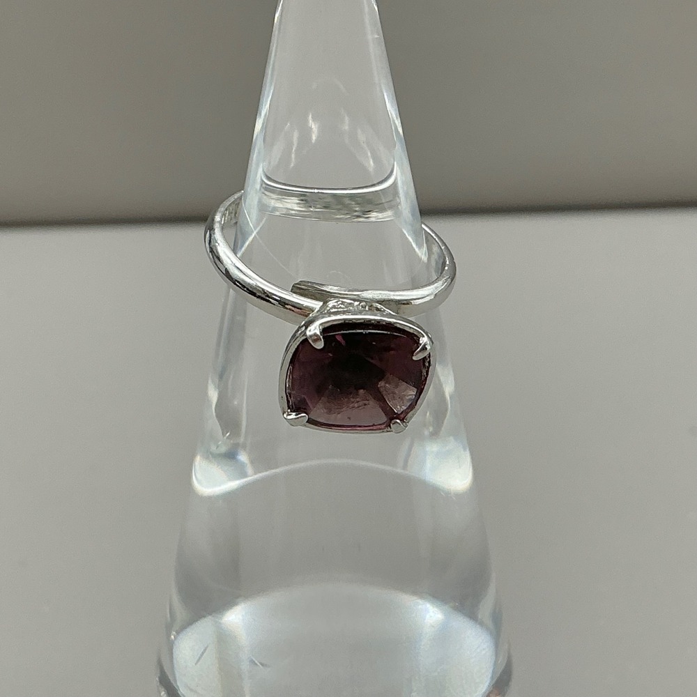 Vintage Sarah Coventry Ring Purple Pink Glass Silver Tone Adjustable Size 8